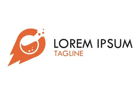 Orange Color Simple Lab Bottle Logo Design	 Stock Illustration
