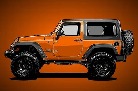 Orange color suv side view vector template Stock Illustration