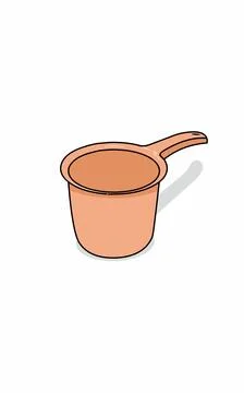 Orange colored bath ladle. Bath object Coloring page Stock Illustration