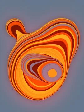 Orange colored sliced shape. 3D render abstract geometric illustration Stock Illustration
