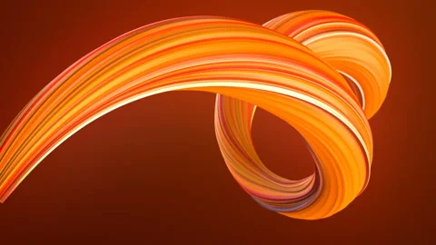Orange colored twisted shape. Abstract geometric 3D render loop animation 4K UHD Stock Footage 116102524