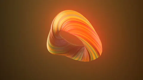 Orange colored twisted shape. Abstract geometric 3D render loop animation 4K UHD Stock Footage 127571420