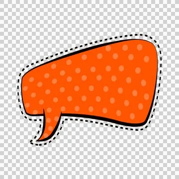 Orange comic speech bubble with halftone dot pattern and dashed outline tra.. 库存插图