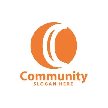 Orange community negative space elegant logo design template inspiration Stock Illustration