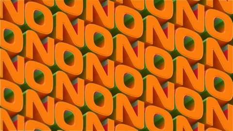 Orange composition words NO with moving striped texture 3d render loop animation Stock Footage 148142509