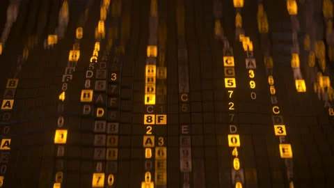 Orange computer code in hexadecimal format seamless loop 3D render animation Stock Footage 164201168