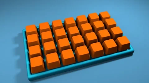 Orange computer keyboard on blue surface 3D 4K looped background Stock Footage 246288441