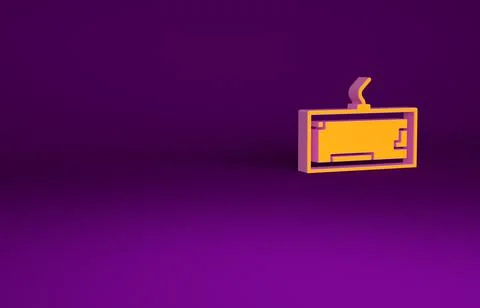 Orange Computer keyboard icon isolated on purple background. PC component sig Illustrazione stock