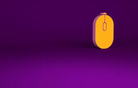 Orange Computer mouse gaming icon isolated on purple background. Optical with Stock Illustration
