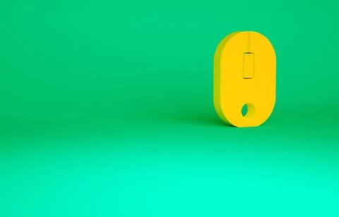 Orange Computer mouse icon isolated on green background. Optical with wheel s Stock Illustration
