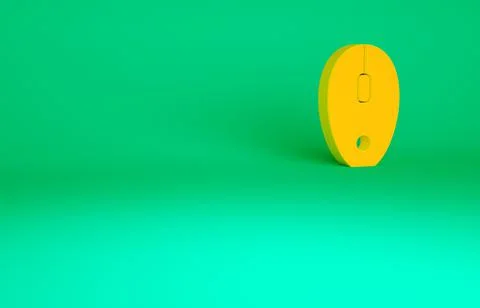 Orange Computer mouse icon isolated on green background. Optical with wheel s Illustrazione stock