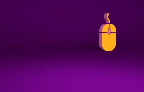 Orange Computer mouse icon isolated on purple background. Optical with wheel  Stock Illustration