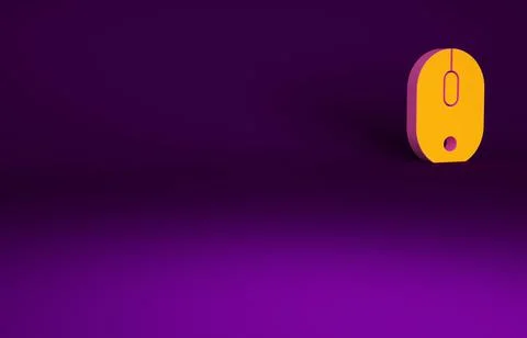 Orange Computer mouse icon isolated on purple background. Optical with wheel  Stock Illustration