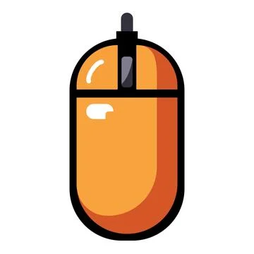 Orange computer mouse icon representing digital navigation, hardware, clicking Stock Illustration