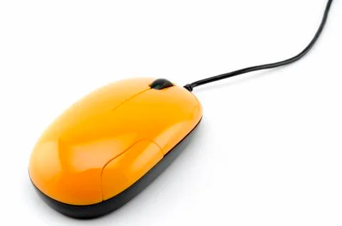 Orange computer mouse on white background Stock Photos