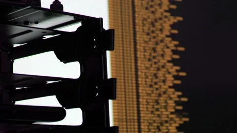 Orange computer software code moving on a black monitor reflect on glass. Abs 스톡 동영상 143872755