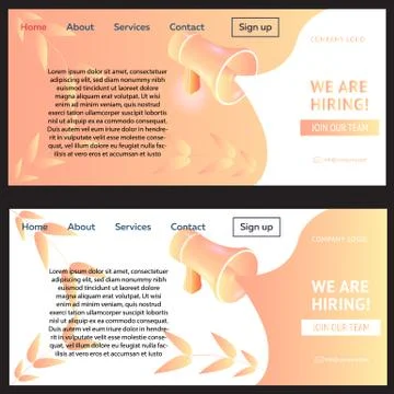 Orange concise hiring web banner Stock Illustration