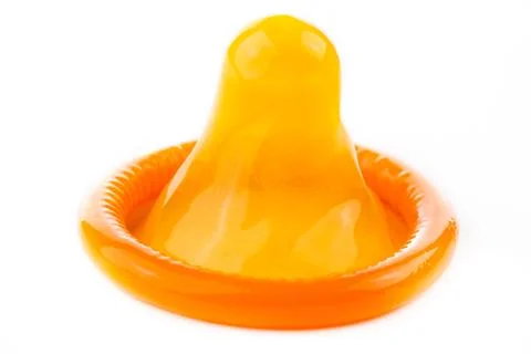 Orange condom Stock Photos