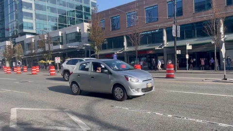 Orange cone in the middle of the road Stock-Footage 246778320