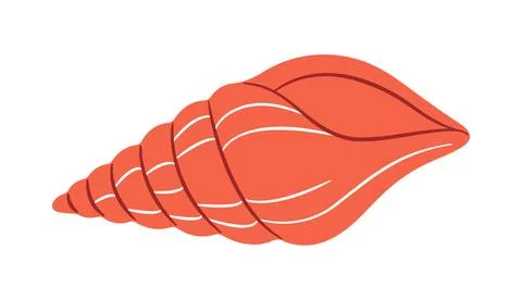 Orange cone seashell, flat style isolated. Marine vector clipart 스톡 일러스트