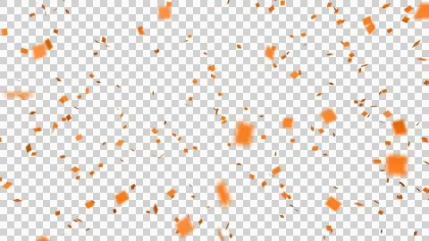 Orange confetti over transparent background with depth of field. 3D render. Stock Illustration