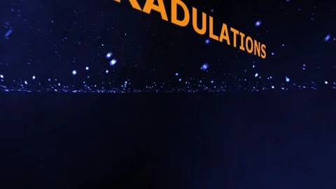 Orange Congratulations Text Animation with Blue Glowing Particles in 4K Stock Footage 331560369