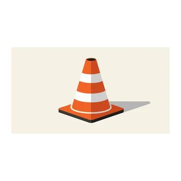 Orange construction cone isolated on light cream background Stock Illustration