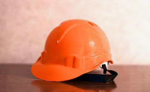 Orange construction helmet background Foto stock
