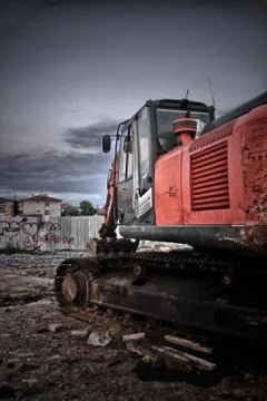Orange construction machine Stock Photos