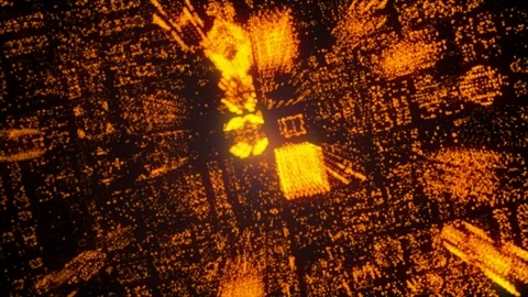 Orange Construction Top View Particle Flickering Rotation Motion Video stock 101388731