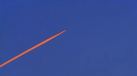 Orange Contrail Against Blue Sky 動画素材 39437745