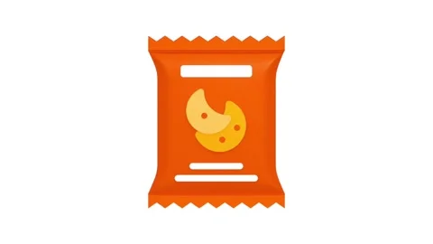 Orange Cookie Snack Bag Icon animation on white background 库存影片 337333776