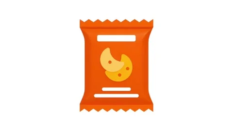 Orange Cookie Snack Bag Icon animation on white background Stock Footage 337333800