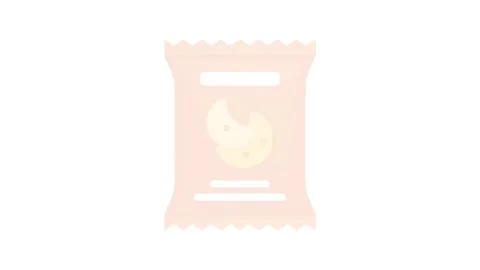 Orange Cookie Snack Bag Icon animation on white background Видео 337333853