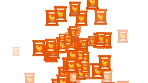 Orange Cookie Snack Bag Icon animation on white background Video stock 337333882