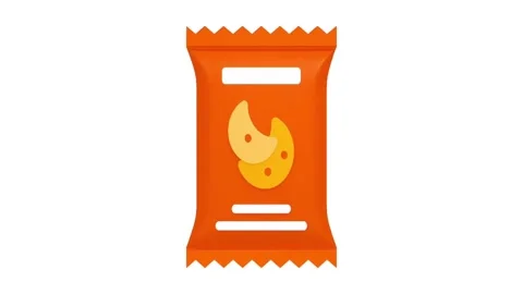 Orange Cookie Snack Bag Icon animation on white background Vidéo 337333906