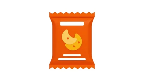 Orange Cookie Snack Bag Icon animation on white background Stock Footage 337333926