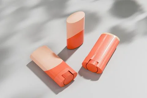 Orange cosmetic stick packaging mockup Stock Illustration