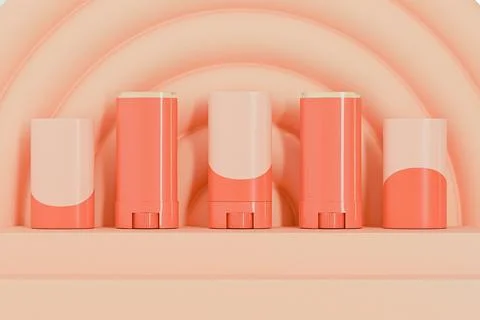 Orange cosmetic stick packaging mockup Stock Illustration