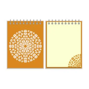 Orange cover notebook with round pattern Stock Illustration
