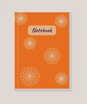 Orange covers notebook, sketchbook vector illustration spiderweb or snowflake Stock Illustration