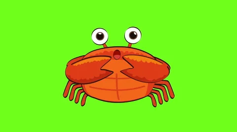 Orange Crab walking and talking on green screen animation Stock Footage 50870543