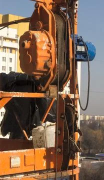 The Orange Crane cradle platform. 스톡 사진