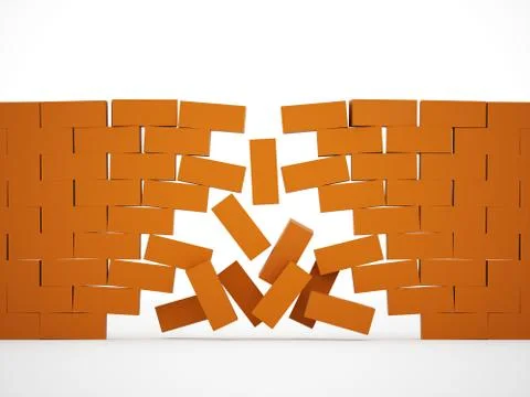 Orange crashed brick wall Illustrazione stock