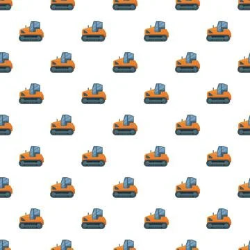 Orange crawler tractor pattern for agriculture and construction 库存插图