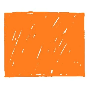 Orange crayon geometric square vector shape, scribble rectangular figure chalk Stockillustratie