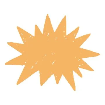 Orange crayon sketch vector shape with zigzag outline, scribble sharp figure Stock Illustration