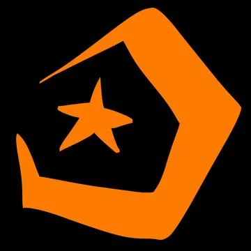 Orange Crescent Moon and Star on Black Background Stock Illustration