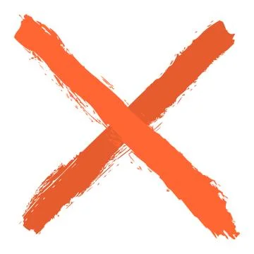 Orange criss cross brushstroke delete sign Stock-Illustration