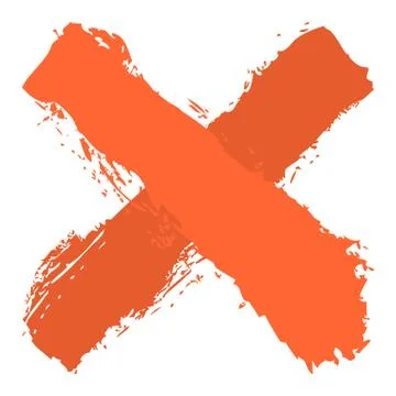Orange criss cross brushstroke delete sign Illustrazione stock